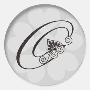 Monogram O für Wirbel an den Silber-Grenzen Runder Aufkleber