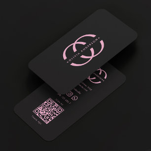 Monogram O Logo Beruflich Black Pink Ästhetik Visitenkarte