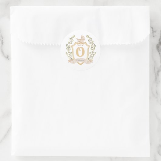 Monogram O | Neutral Runder Aufkleber (Tasche)