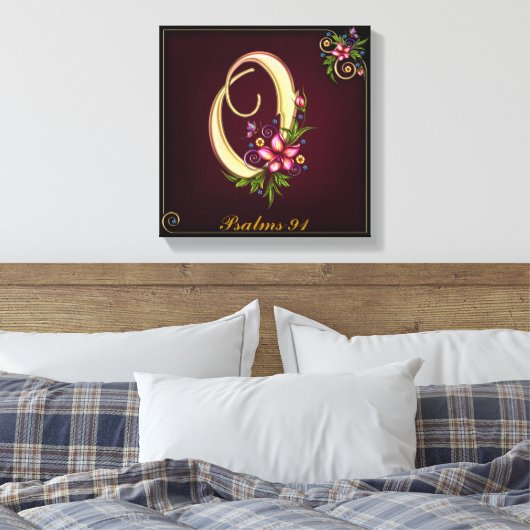 Monogram O Premium Wrapped Canvas (Gloss) Leinwanddruck (Insitu (Schlafzimmer))
