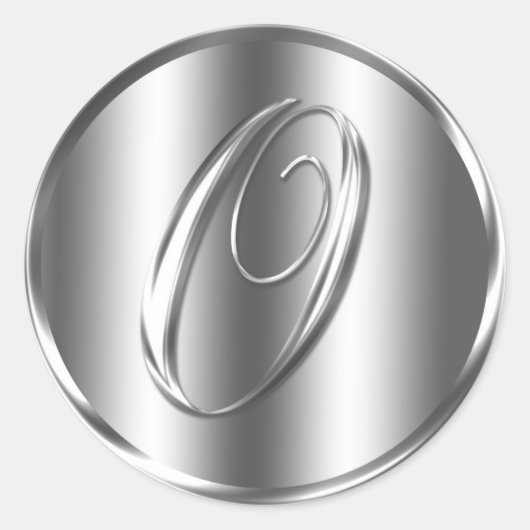 Monogram O Silver Color Wedding Invitation Holiday Runder Aufkleber (Vorderseite)