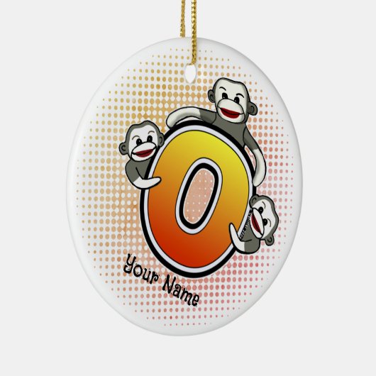 Monogram O Sock Monkey Keramik Ornament (Rechts)