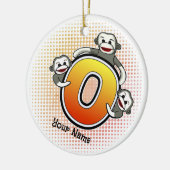 Monogram O Sock Monkey Keramik Ornament (Links)