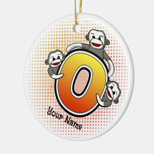 Monogram O Sock Monkey Keramik Ornament (Links)
