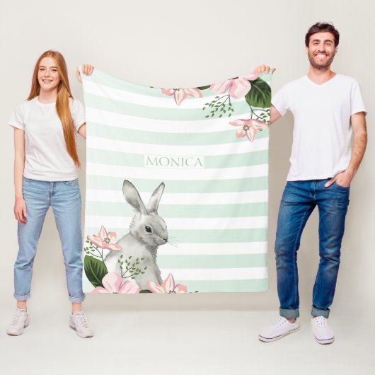 Monogram Oaster Bunny gestreift Fleecedecke (Beispiel)