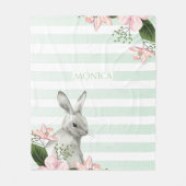Monogram Oaster Bunny gestreift Fleecedecke (Vorderseite)