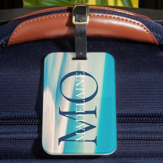 Monogram Ocean Beach Blue Personal Gepäckanhänger (Vorderseite Insitu 2)