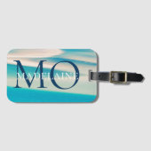 Monogram Ocean Beach Blue Personal Gepäckanhänger (Vorderseite (Horizontal))