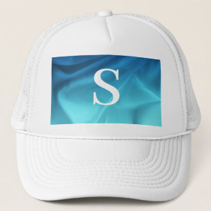 Monogram Ocean Blue Satin Truckerkappe