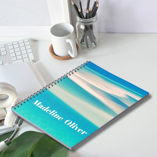 Monogram Ocean Blue Sea Beach Modern Notizblock