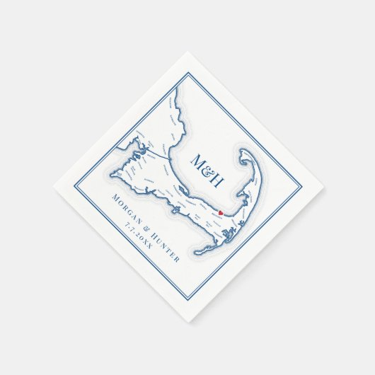 Monogram Ocean Edge Resort Cape Cod Wedding Serviette (Ecke)