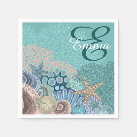 Monogram Ocean Reef mit Starfish Serviette (Vorderseite)