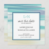 Monogram Ocean Watercolor Save the Date (Vorne/Hinten)