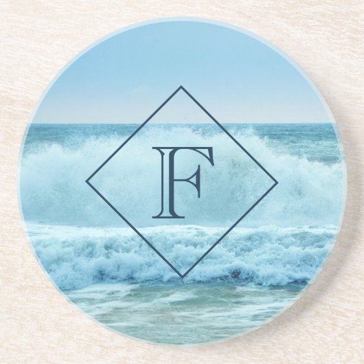 Monogram Ocean Wave Crashing on Shore Getränkeuntersetzer (Vorne)