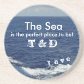 Monogram Ocean Waves Sand Drink Coasters Untersetzer (Vorne)