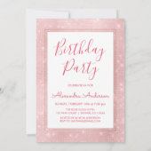 Monogram October Sparkle Kitty Birthday Einladung (Rückseite)