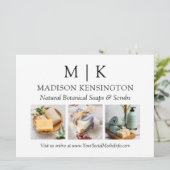 Monogram oder Add-Logo-Business 3-Fotos Karte (Stehend Vorderseite)