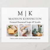 Monogram oder Add-Logo-Business 3-Fotos Karte (Vorderseite)