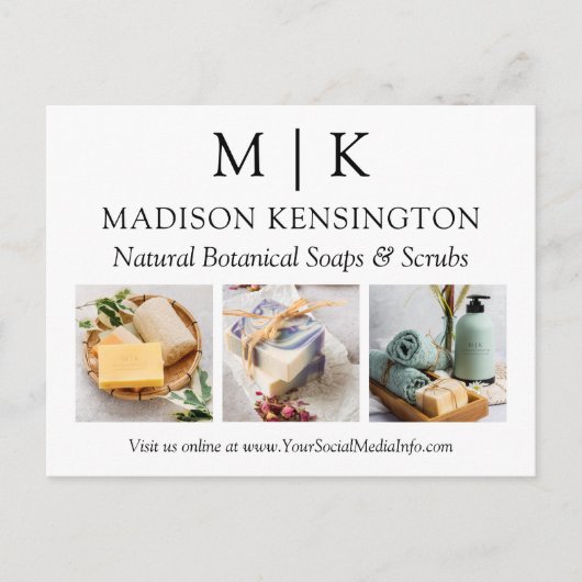 Monogram oder Add-Logo-Business 3-Fotos Postkarte (Vorderseite)