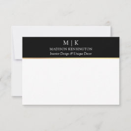 Monogram oder Add Logo Business Black Gold Mitteilungskarte