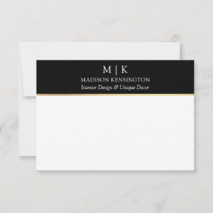 Monogram oder Add Logo Business Black Gold Mitteilungskarte