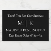 Monogram oder Add-Logo Business Black Mini Schaumweinetikett (Einzelnes Label)