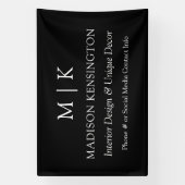 Monogram oder Add-Logo-Business Black Outdoor Banner (Vertikal)