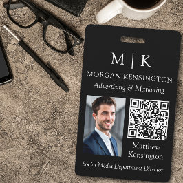 Monogram oder Add Logo Business Black QR Code Foto Ausweis