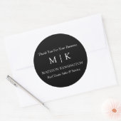 Monogram oder Add-Logo Business Black Round-Aufkle Runder Aufkleber (Umschlag)