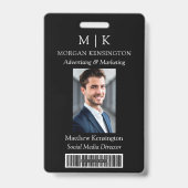 Monogram oder Add-Logo Business Black Strichcode-F Ausweis (Vorderseite)