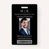 Monogram oder Add-Logo Business Black Strichcode-F Ausweis (Vorderseite)