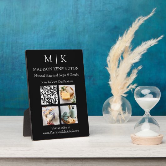 Monogram oder Add-Logo Business QR-Code-Foto schwa Fotoplatte (Seite)