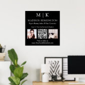 Monogram oder Add-Logo Business QR-Code-Foto schwa Poster (Heimbüro)