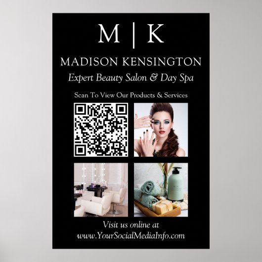 Monogram oder Add-Logo Business QR-Code-Foto schwa Poster (Vorne)