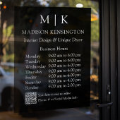 Monogram oder Add-Logo Geschäftszeiten QR-Code sch Fensteraufkleber