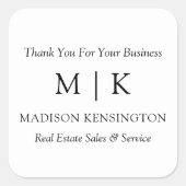 Monogram oder Add-Logo-Geschenkklammer Quadratischer Aufkleber (Vorderseite)