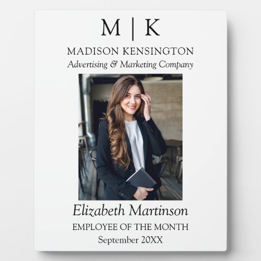 Monogram oder Add-Logo Mitarbeiter Business Award Fotoplatte (Vorderseite)