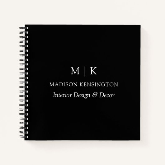 Monogram oder Add-Logos Business Black Square Notizblock (Vorderseite)