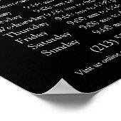 Monogram oder Add-Logos Geschäftszeiten für kleine Poster (Ecke)