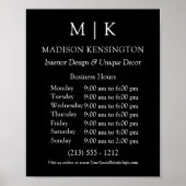 Monogram oder Add-Logos Geschäftszeiten für kleine Poster (Vorne)