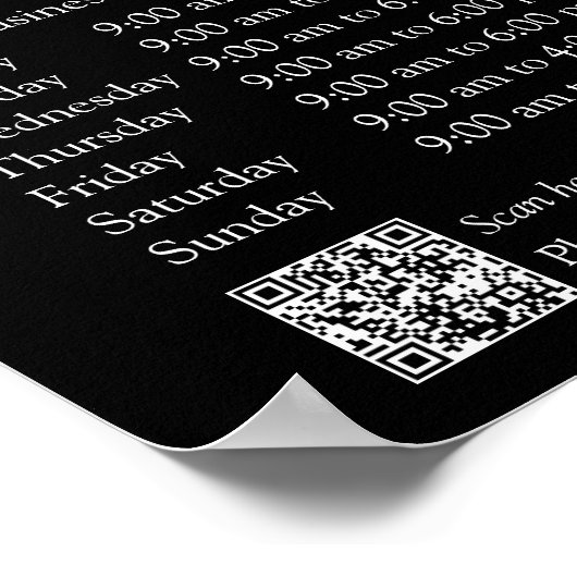 Monogram oder Add-Logos Geschäftszeiten QR Small B Poster (Ecke)