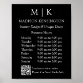 Monogram oder Add-Logos Geschäftszeiten QR Small B Poster (Vorne)