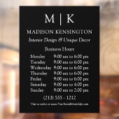 Monogram oder Add-Logos Geschäftszeiten Schwarz Fensteraufkleber (Blatt 2)