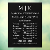 Monogram oder Add-Logos Geschäftszeiten Schwarz Fensteraufkleber (Blatt 3)