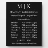 Monogram oder Add-Logos Geschäftszeiten Schwarz Fotoplatte (Vorderseite)
