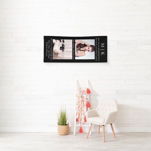 Monogram oder Logo 2 Foto hinzufügen Business Blac Banner (Insitu)