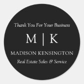 Monogram oder Logo-Business-Geschenk hinzufügen Kl Runder Aufkleber (Vorderseite)