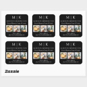 Monogram oder Logo-Business hinzufügen 3 Fotos sch Quadratischer Aufkleber (Blatt)