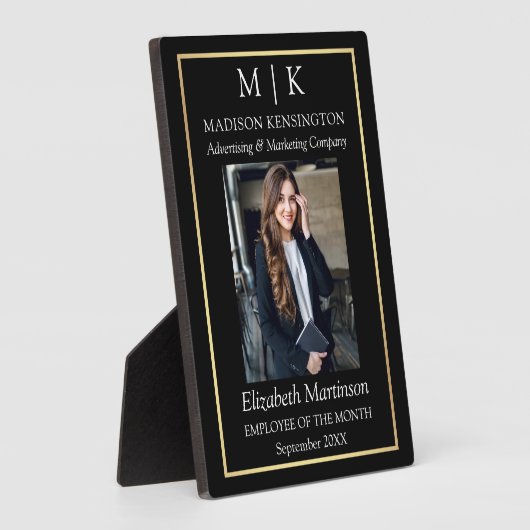 Monogram oder Logo Gold Business Mitarbeiter-Desk  Fotoplatte (Seite)