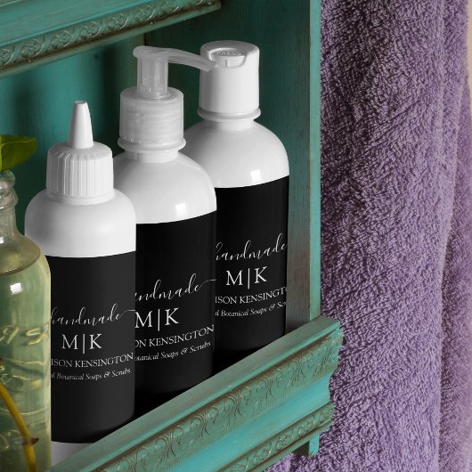 Monogram oder Logo-handmade Business Black Label h Weinetikett